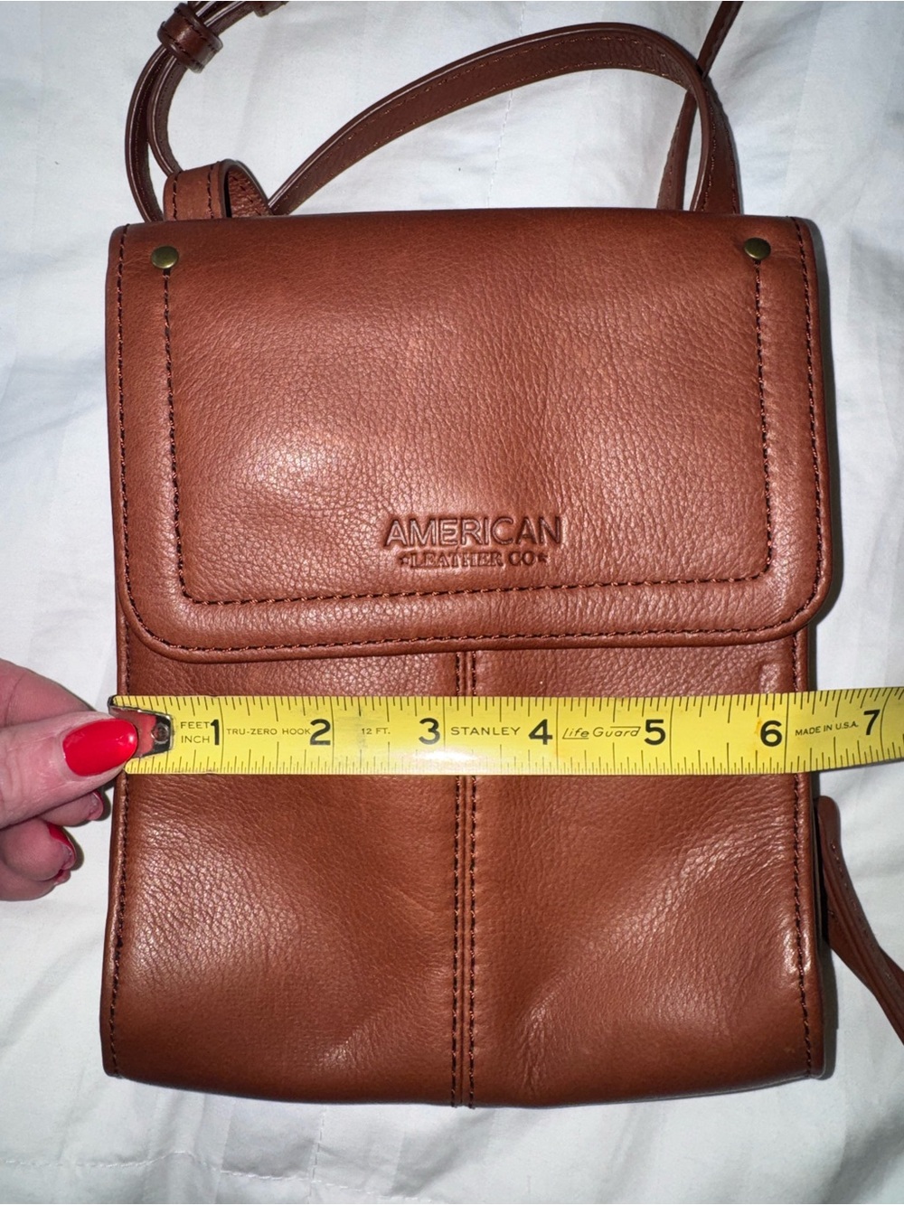 American Leather Co Kansas Crossbody in Brandy Smooth NWT - Picture 10 of 11